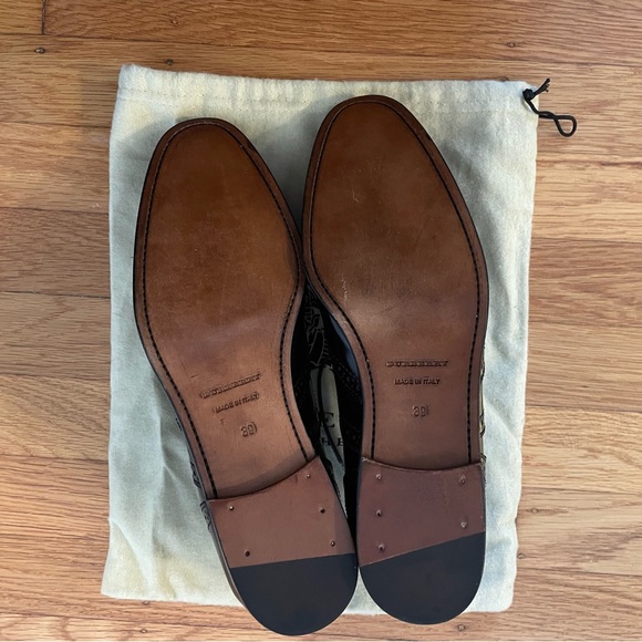 BURBERRY Wingtip Oxford Loafers - Size 39 - Black Leather - Made in Italy - Picture 2 of 11